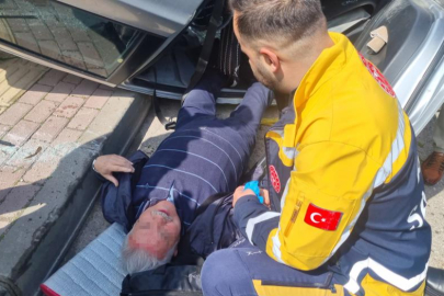 Otomobiliyle taklalar attı