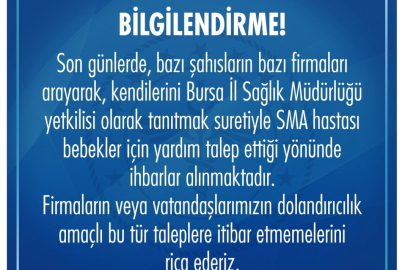 Bursa İl Sağlık Müdürlüğü’nden dolandırıcılık uyarısı
