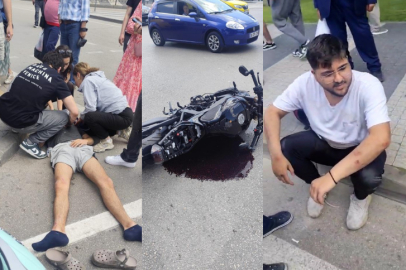 Otomobilin çarptığı motosikletteki gençler yaralandı