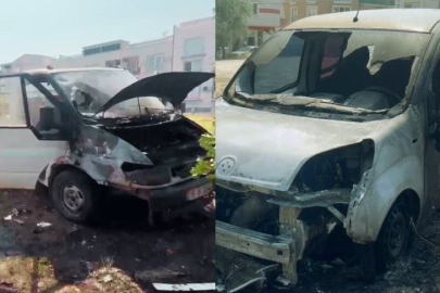 Tarlada başlayan yangın, 2 aracı küle çevirdi