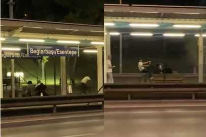 Metro istasyonunda tek teker üzerinde bisiklet sürdü
