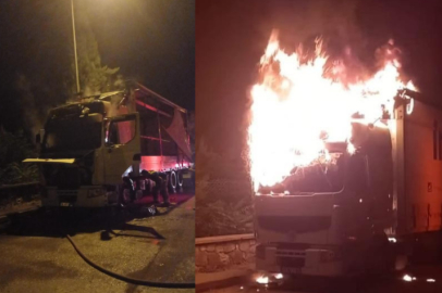 Bursa’da park halindeki tır alev alev yandı