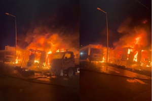 Bursa'da 3 kamyon ve 1 tır alev alev yandı, ortalık savaş alanına döndü