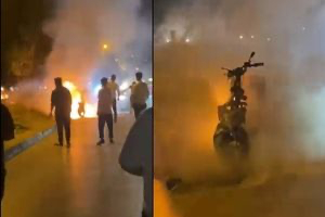 Alev alan motosikleti, kırık ayağıyla koşarak yetişen yardımsever kurtardı