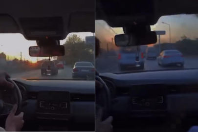 Makas atarak trafiği tehlikeye attı, o anları kayda aldırıp paylaştı
