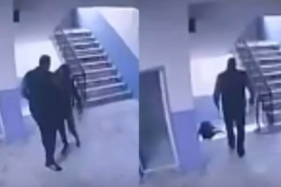 Okulda skandal görüntüler! Otizmli öğrenciyi merdivenden fırlattı