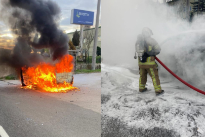 Otomobil, alev topuna döndü ​