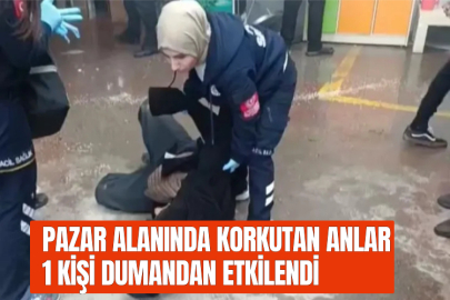 Pazar alanında korkutan anlar: 1 kişi dumandan etkilendi ​