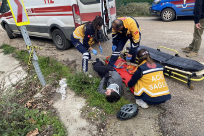 Bisikletli sürücü faciadan yaralı kurtuldu