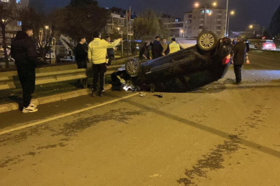 Kontrolden çıkan otomobil takla attı