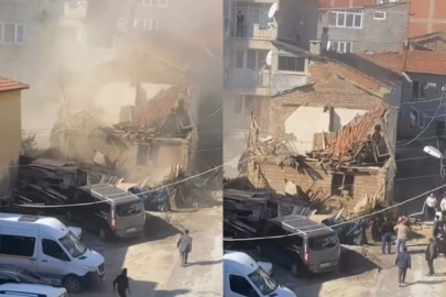 Gemlik'te metruk bina çöktü