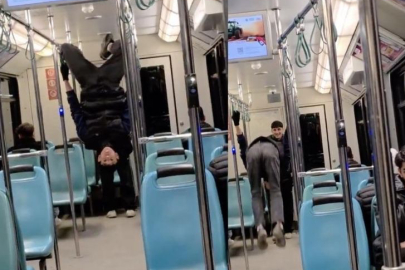 Bursa'da gençlerin metroda tehlikeli oyunu kameraya yansıdı