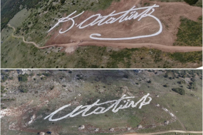 Bursa'da  Atatürk'ün dev imzasına çirkin saldırı