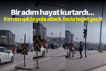 Bir adım hayat kurtardı… Kırmızı ışıkta yola atladı, facia teğet geçti