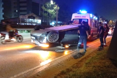 Osmangazi’de trafik kazası: Otomobil takla attı, 1 yaralı