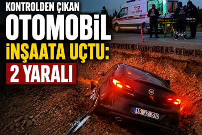 Kontrolden çıkan otomobil inşaata uçtu: 2 yaralı