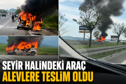 Seyir halindeki araç alevlere teslim oldu