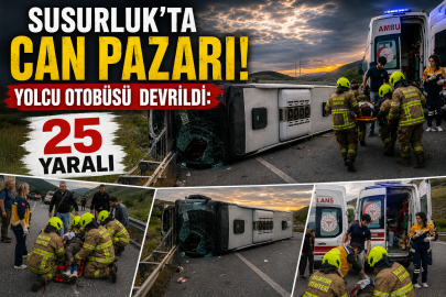 Susurluk’ta Can Pazarı! Yolcu Otobüsü Devrildi: 25 Yaralı