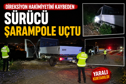 Direksiyon hakimiyetini kaybeden sürücü şarampole uçtu