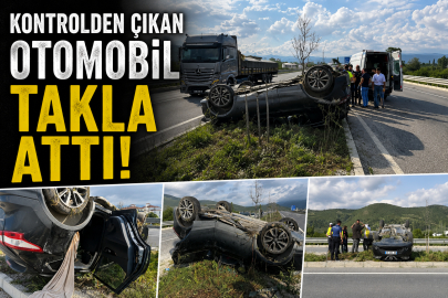 Kontrolden çıkan otomobil takla attı