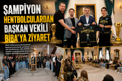 Şampiyon hentbolculardan Başkan Vekili Biba’ya ziyaret