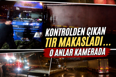 Kontrolden çıkan tır makasladı... O anlar kamerada