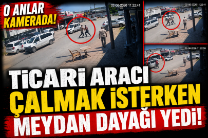 Ticari aracı çalmak isterken meydan dayağı yedi: O anlar kamerada