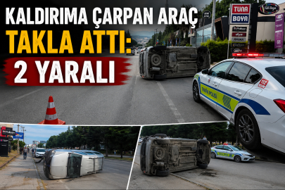 Kaldırıma çarpan araç takla attı: 2 yaralı